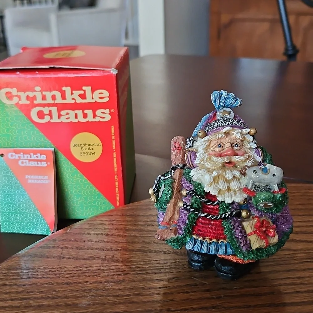 Crinkle Claus Scandanavian Santa  Figurine By Possible Dreams Holiday Christmas